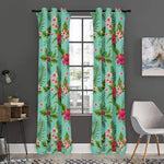 Hibiscus Plumeria Flowers Pattern Print Curtain