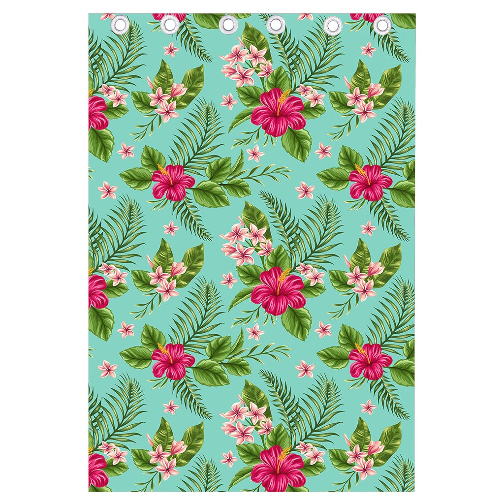 Hibiscus Plumeria Flowers Pattern Print Curtain