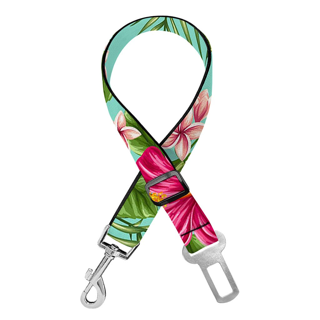 Hibiscus Plumeria Flowers Pattern Print Dog Seat Belt
