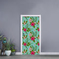 Hibiscus Plumeria Flowers Pattern Print Door Sticker