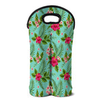 Hibiscus Plumeria Flowers Pattern Print Double Neoprene Wine Tote