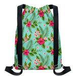 Hibiscus Plumeria Flowers Pattern Print Drawstring Backpack