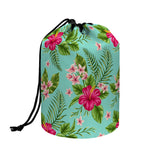 Hibiscus Plumeria Flowers Pattern Print Drawstring Makeup Bag