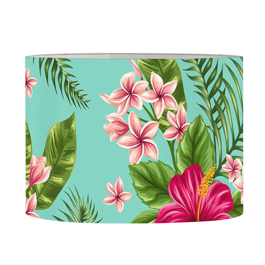 Hibiscus Plumeria Flowers Pattern Print Drum Lamp Shade