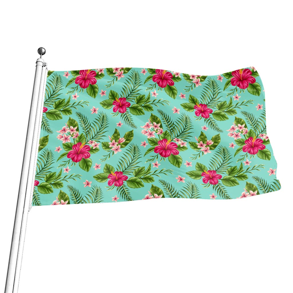 Hibiscus Plumeria Flowers Pattern Print Flag