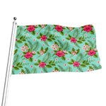 Hibiscus Plumeria Flowers Pattern Print Flag