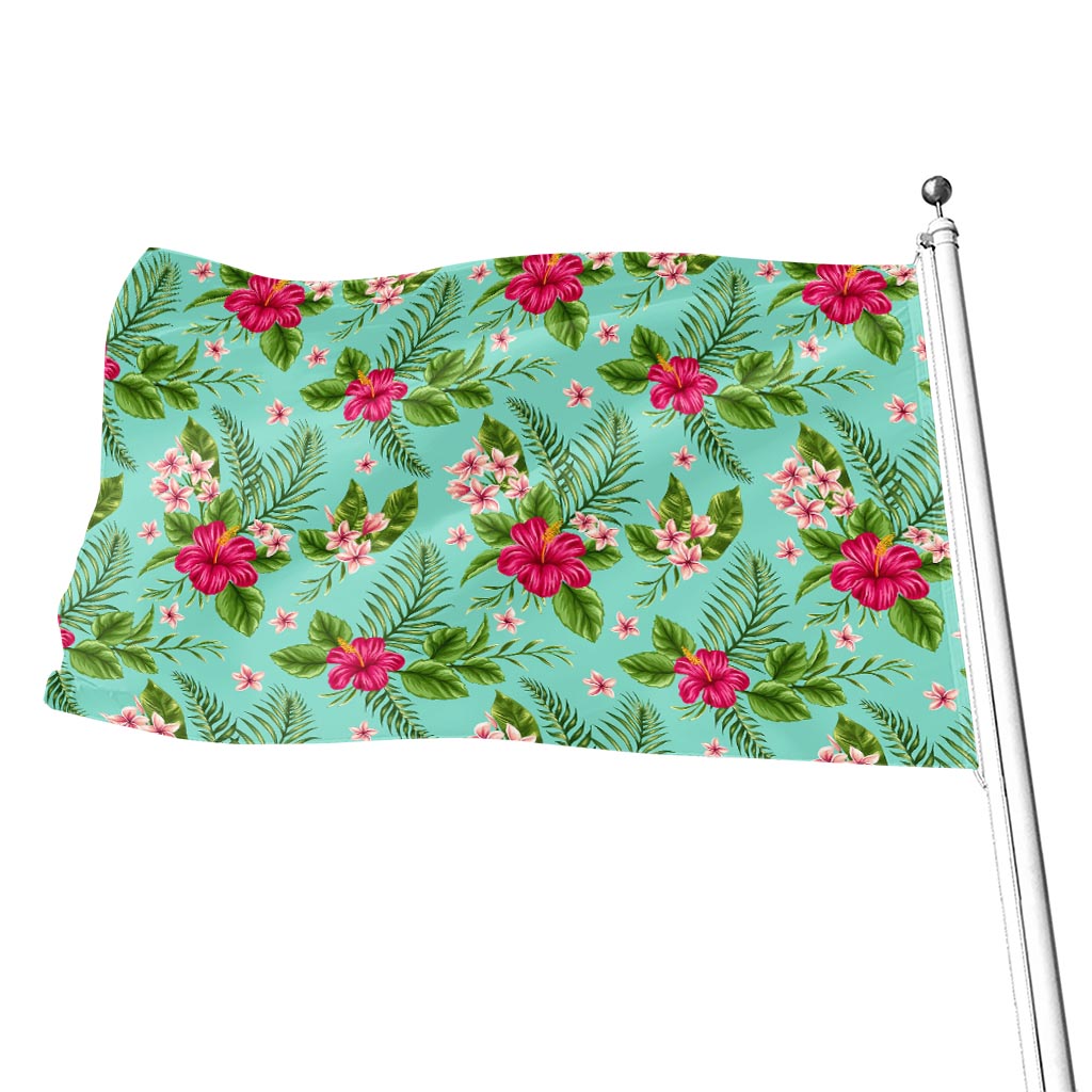 Hibiscus Plumeria Flowers Pattern Print Flag