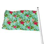 Hibiscus Plumeria Flowers Pattern Print Flag