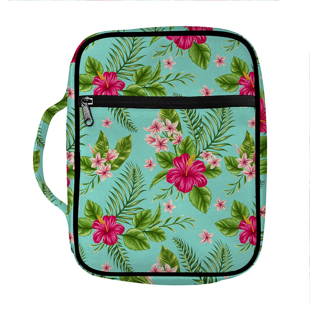 Hibiscus Plumeria Flowers Pattern Print Front Pocket Bible Bag