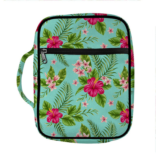 Hibiscus Plumeria Flowers Pattern Print Front Pocket Bible Bag
