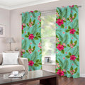 Hibiscus Plumeria Flowers Pattern Print Grommet Curtains