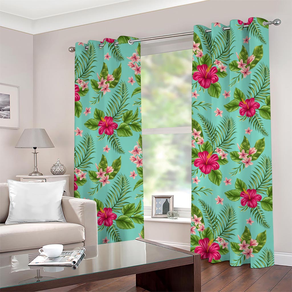 Hibiscus Plumeria Flowers Pattern Print Grommet Curtains
