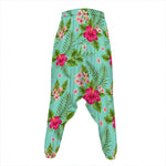 Hibiscus Plumeria Flowers Pattern Print Hammer Pants