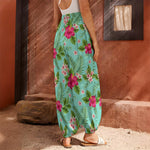 Hibiscus Plumeria Flowers Pattern Print Harem Pants