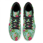 Hibiscus Plumeria Flowers Pattern Print High Top Leather Sneakers