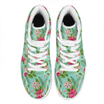 Hibiscus Plumeria Flowers Pattern Print High Top Leather Sneakers