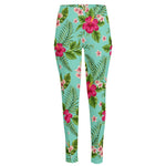 Hibiscus Plumeria Flowers Pattern Print High-Waisted Pocket Leggings