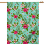 Hibiscus Plumeria Flowers Pattern Print House Flag