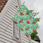 Hibiscus Plumeria Flowers Pattern Print House Flag