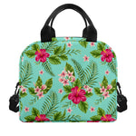 Hibiscus Plumeria Flowers Pattern Print Insulated Lunch Bag