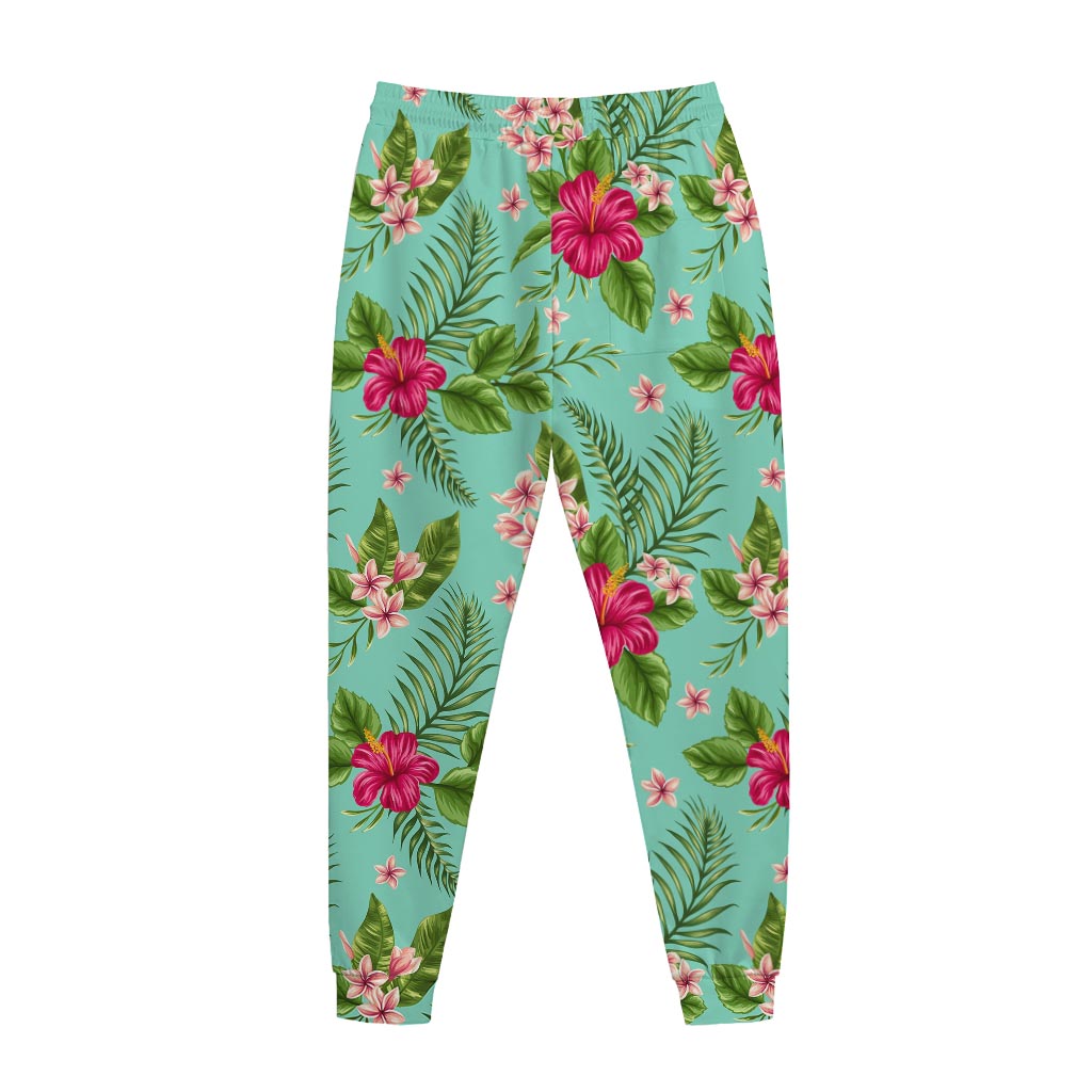 Hibiscus Plumeria Flowers Pattern Print Jogger Pants
