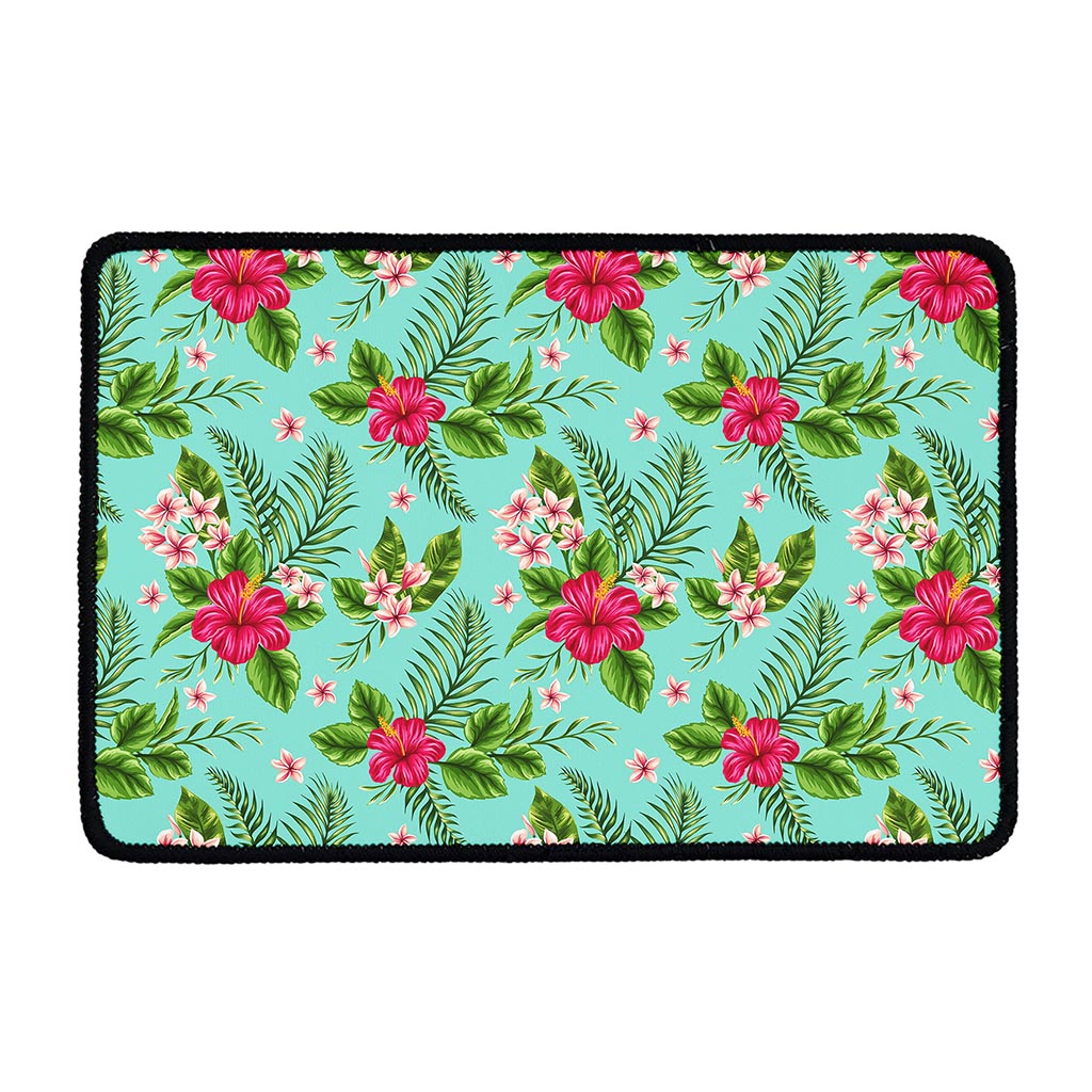 Hibiscus Plumeria Flowers Pattern Print Kitchen Mat