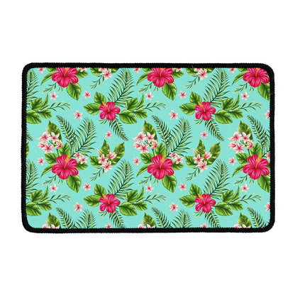 Hibiscus Plumeria Flowers Pattern Print Kitchen Mat