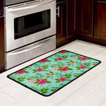 Hibiscus Plumeria Flowers Pattern Print Kitchen Mat
