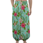 Hibiscus Plumeria Flowers Pattern Print Lantern Pants
