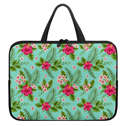 Hibiscus Plumeria Flowers Pattern Print Laptop Sleeve With Handle