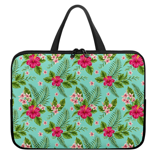 Hibiscus Plumeria Flowers Pattern Print Laptop Sleeve With Handle