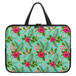 Hibiscus Plumeria Flowers Pattern Print Laptop Sleeve With Handle