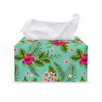 Hibiscus Plumeria Flowers Pattern Print Leather Tissue Box Cover