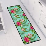 Hibiscus Plumeria Flowers Pattern Print Long Kitchen Mat