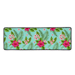 Hibiscus Plumeria Flowers Pattern Print Long Kitchen Mat