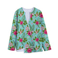 Hibiscus Plumeria Flowers Pattern Print Long Sleeve Short Coat