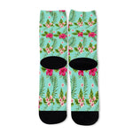 Hibiscus Plumeria Flowers Pattern Print Long Socks