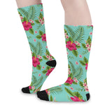 Hibiscus Plumeria Flowers Pattern Print Long Socks