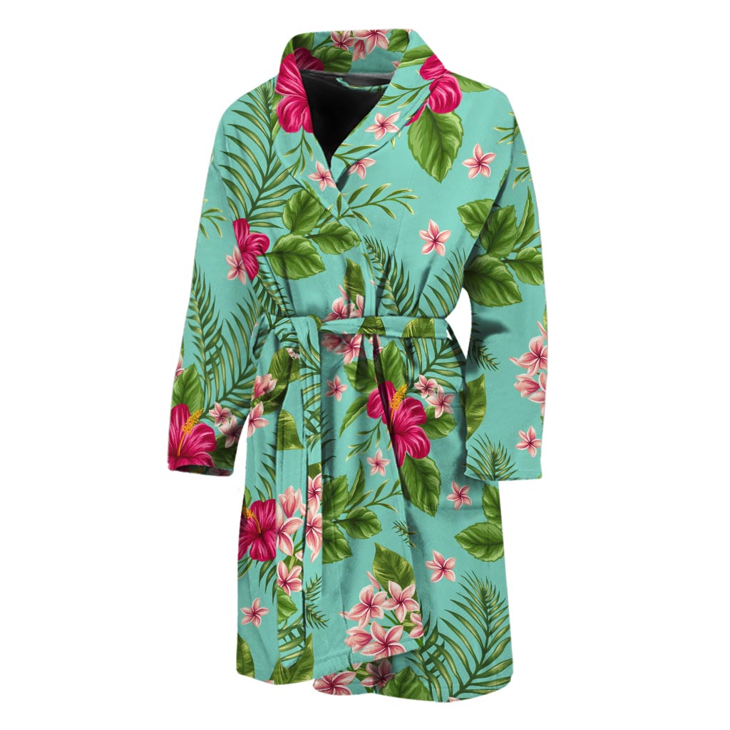 Hibiscus Plumeria Flowers Pattern Print Men's Bathrobe
