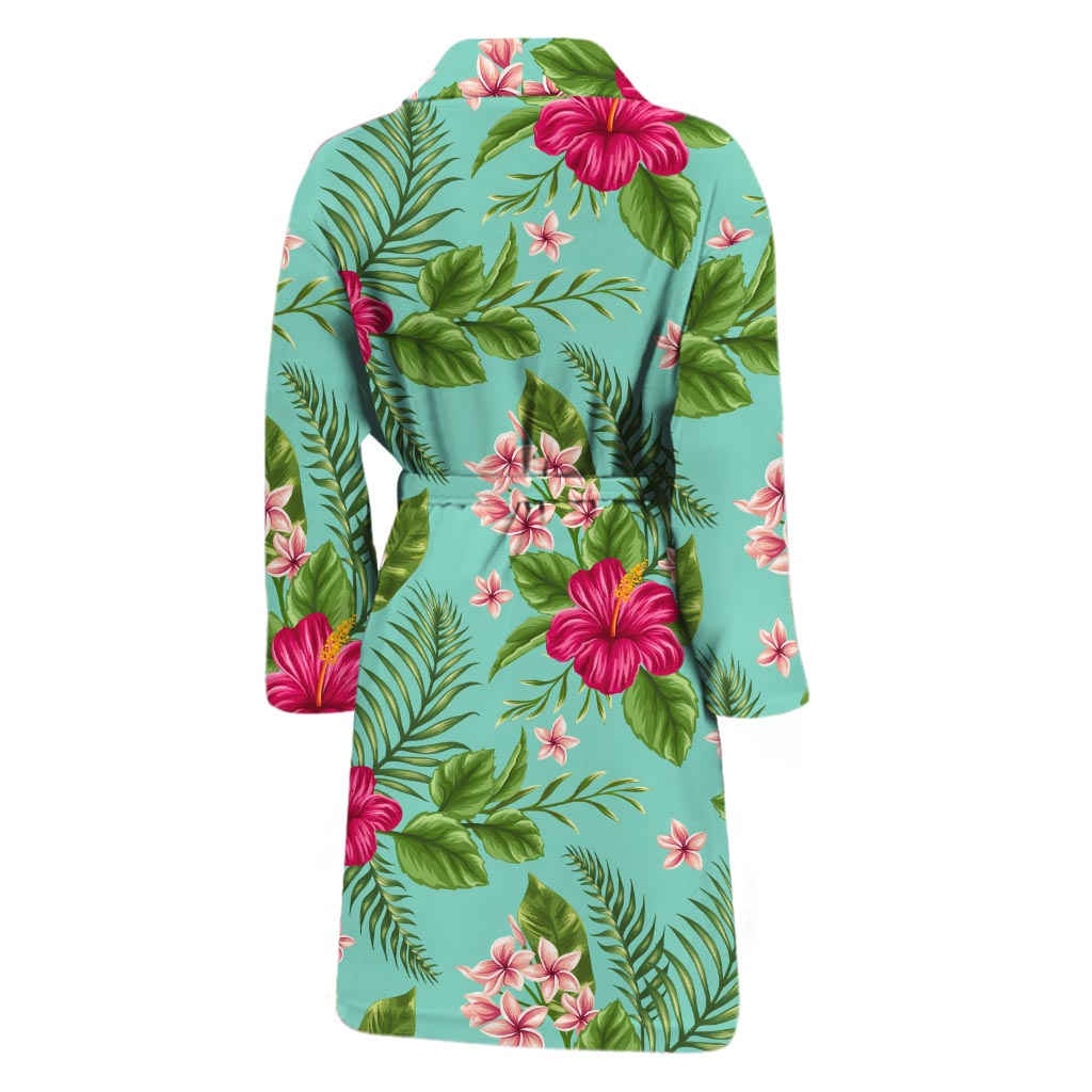 Hibiscus Plumeria Flowers Pattern Print Men's Bathrobe