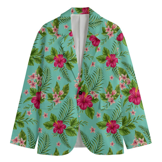 Hibiscus Plumeria Flowers Pattern Print Men's Blazer