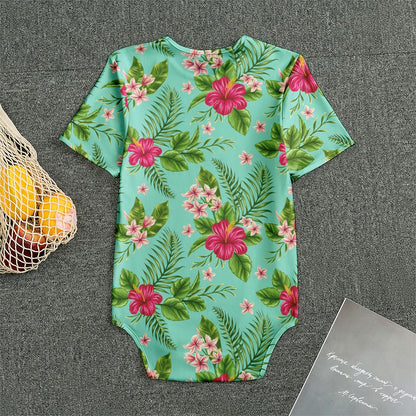 Hibiscus Plumeria Flowers Pattern Print Men's Bodysuit
