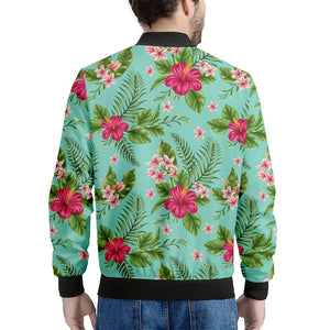 Hibiscus Plumeria Flowers Pattern Print Men's Bomber Jacket