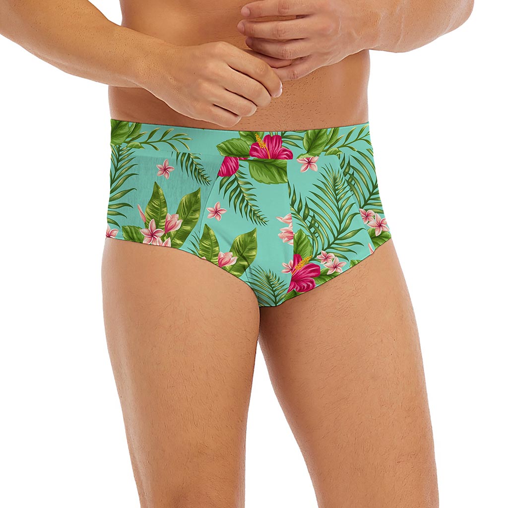Hibiscus Plumeria Flowers Pattern Print Men's Briefs