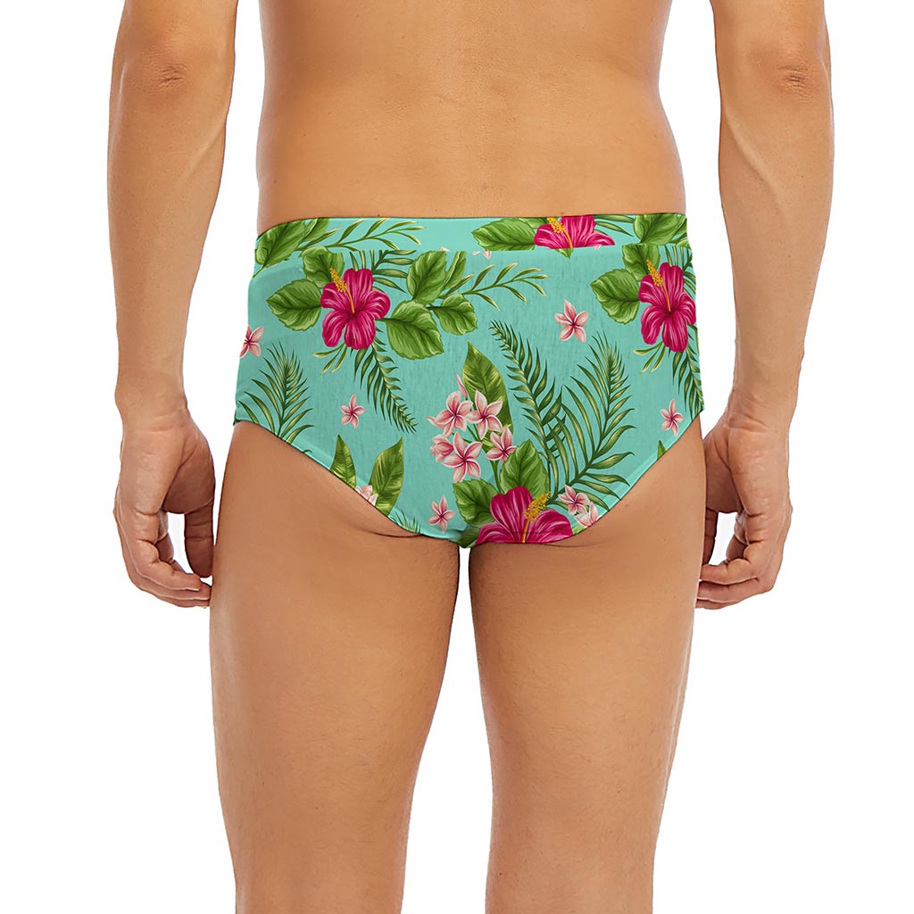 Hibiscus Plumeria Flowers Pattern Print Men's Briefs