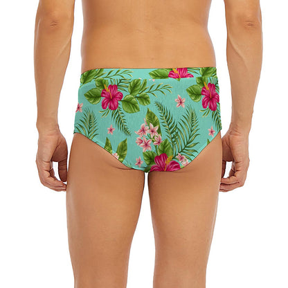 Hibiscus Plumeria Flowers Pattern Print Men's Briefs