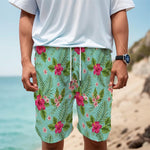Hibiscus Plumeria Flowers Pattern Print Men's Cargo Shorts