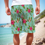 Hibiscus Plumeria Flowers Pattern Print Men's Cargo Shorts