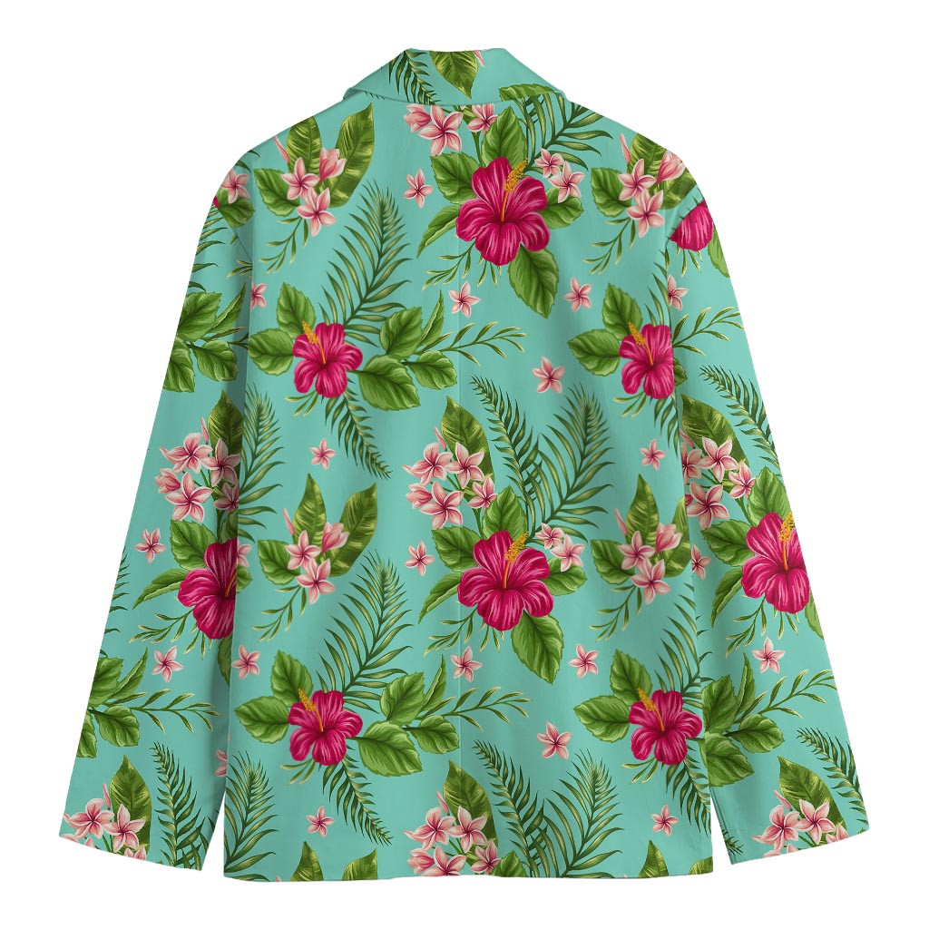 Hibiscus Plumeria Flowers Pattern Print Men's Cotton Blazer