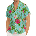 Hibiscus Plumeria Flowers Pattern Print Men's Deep V-Neck Shirt